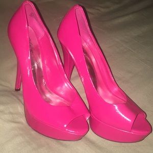 City Lights Pink High Heel Peep Toe Pumps